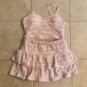 Pink Lace Layered Dress